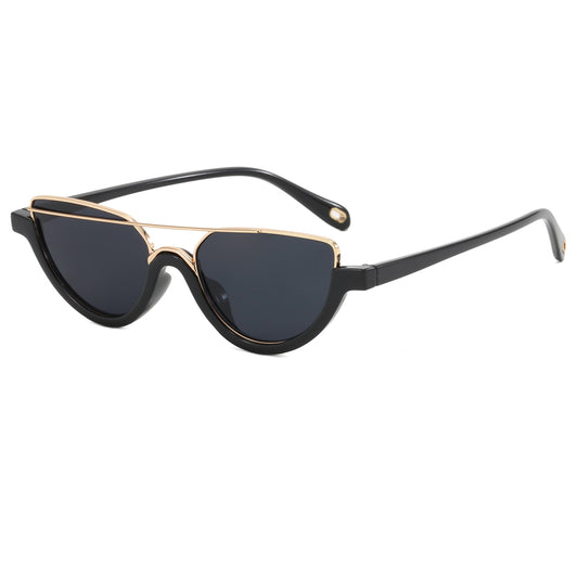 Women Half Frame Shades Small Cat Eye Sunglasses
