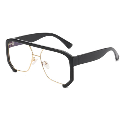 Oversized Square Flat Top Half Frame Sunglasses