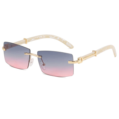 Rimless Rectangle Outdoor Vacation Sunshade Gradient Sunglasses