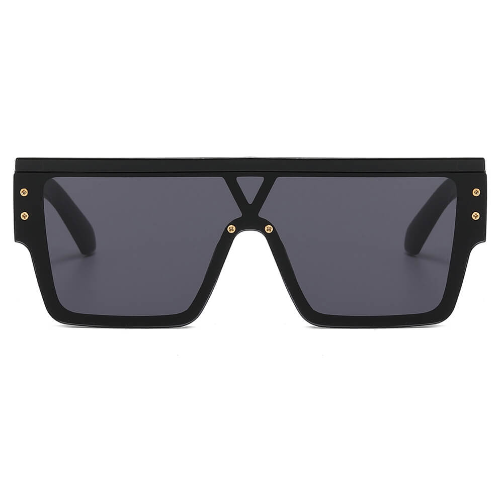 Flat Top Oversized Mono Lens Shades Sunglasses