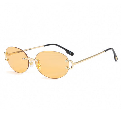 oval rimless women men luxury vintage sunglasses