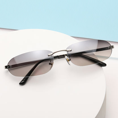 Oval Rimless Y2K Sunglasses