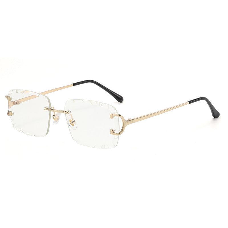 Tinted Diamond Cut Rimless Sunglasses