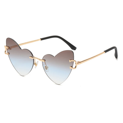 Women Rimless Heart Sunglasses