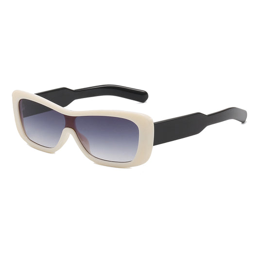 Women Rectangle One Piece Lens Cat Eye Sunglasses