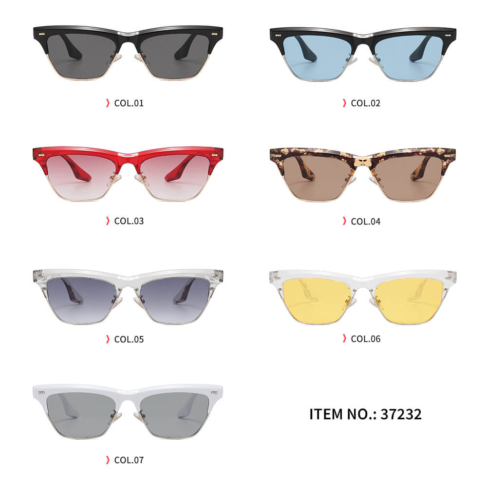 Retro Half-Rmless Cat Eye Sunglasses