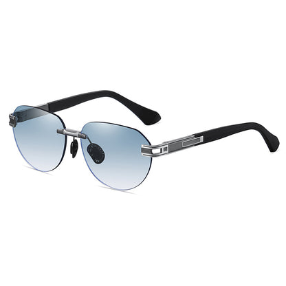 Men's Gradient Oval Rimless Sunglasses