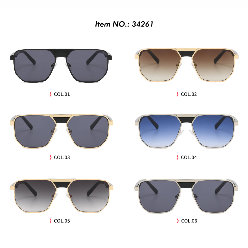 Men Oversized Luxury Shades Flat Top Square Sunglasses