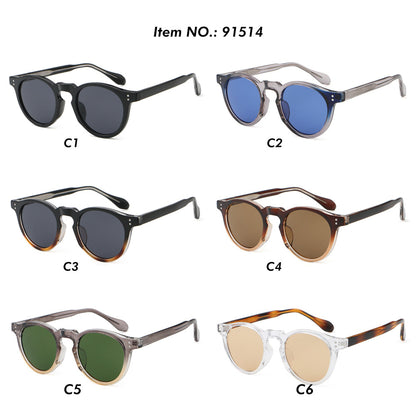 Classic Round Cat Eye Reinforced Wire-Core Temples Sunglasses