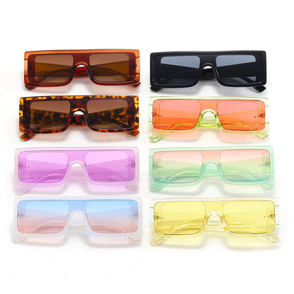 Trendy Flat Top UV400 Rectangle Sunglasses