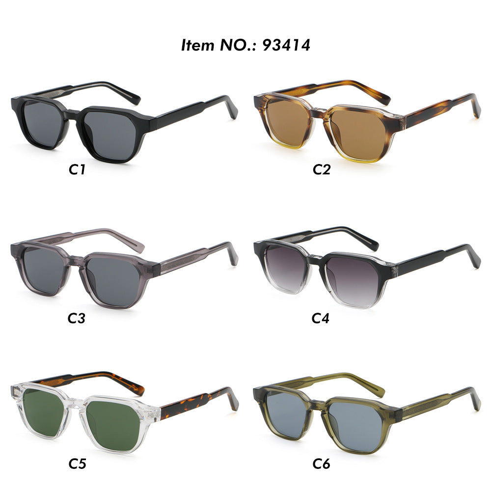 Retro Square Reinforced Wire-Core Temples Outdoor Vacation Sunglasses