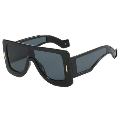 Y2K Oversized Flat Top One Piece Square Shades Sunglasses