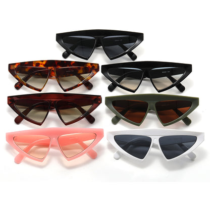 Cat Eye Women Flat Top Small Triangle Sunglasses
