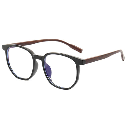 Plastic Faux Wood Eyeglasses with Anti Blue Light Lenses