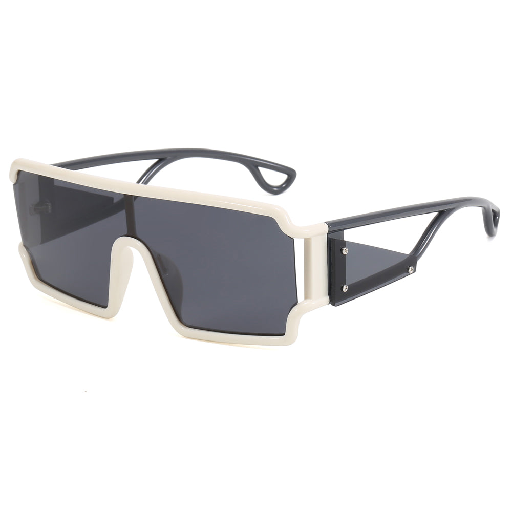 Flat Top One Piece Lens Men Women UV400 Oversize Sunglasses