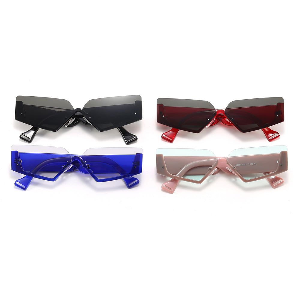 Half Frame Geometric Irregular UV400 Shades Sunglasses