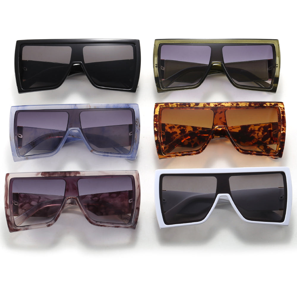 Retro Oversized Flat Top Square Shades Sunglasses