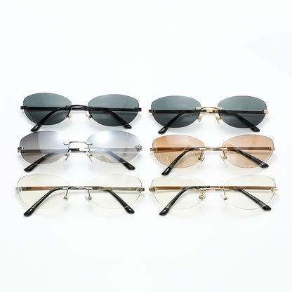 Fashion Small Oval Rimless Sunglasses