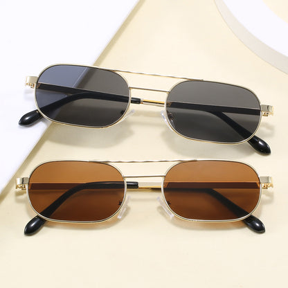 Small Rectangle Metal Frame Travel Shades Sunglasses