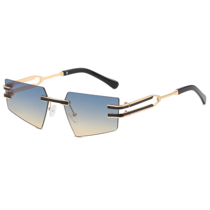 Metal Pentagon Rectangle Rimless Sunglasses