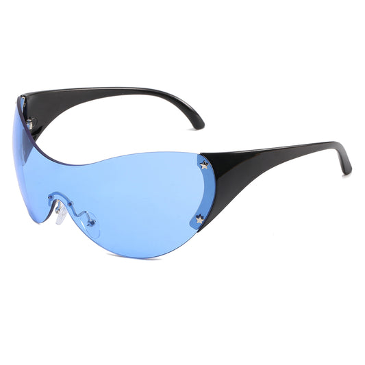 Oversized One-Piece Lens Rimless Y2K Sunglasses