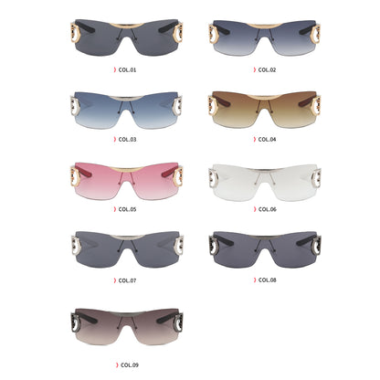 Oversized Rimless One Piece Lens Y2K Sunglasses