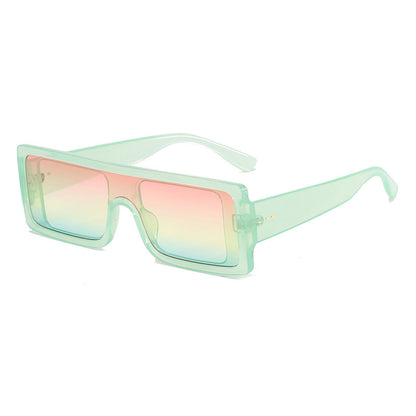 Trendy Flat Top UV400 Rectangle Sunglasses