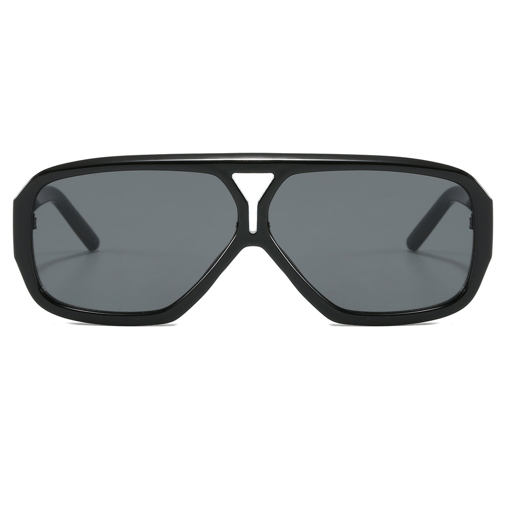 Oversize Square Retro Double Bridge Flat Top Outdoor Sunglasses