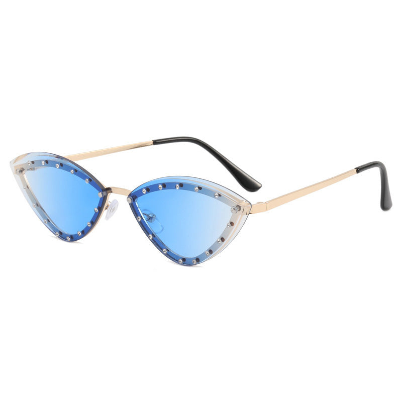 Rimless Crystal Cat Eye Sunglasses