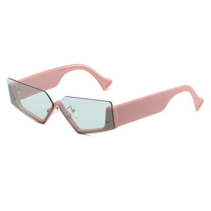 Half Frame Geometric Irregular UV400 Shades Sunglasses