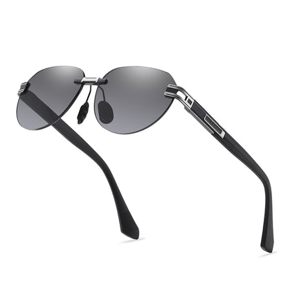 Men's Gradient Oval Rimless Sunglasses