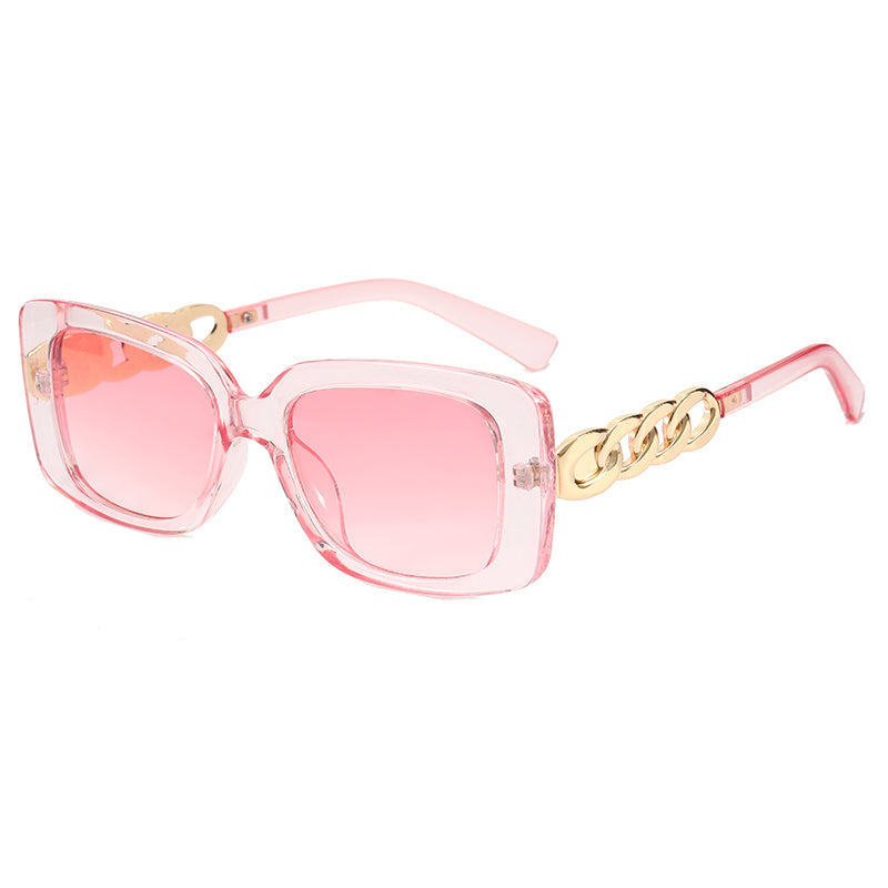 Retro Rectangle Chain Temple Sunglasses