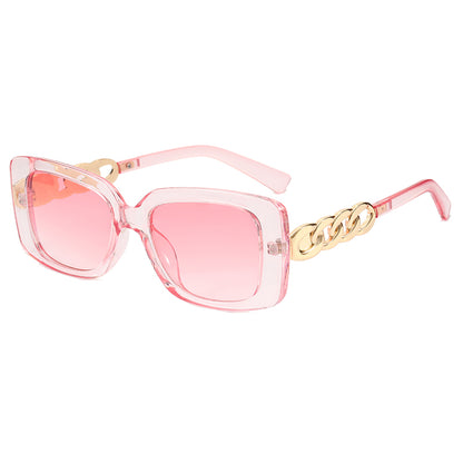 Retro Rectangle Chain Temple Sunglasses