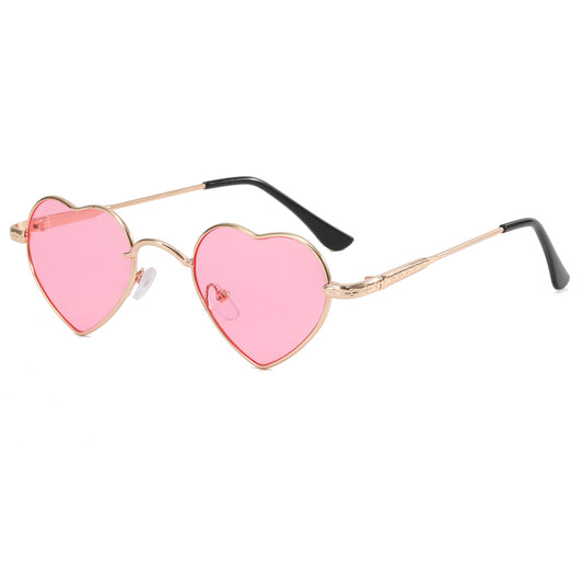 Metal Cute Heart Shape Lightweight Sunglasses