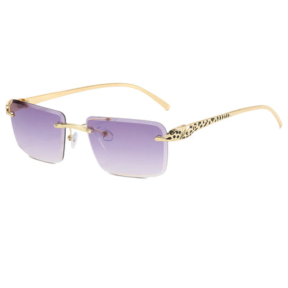 Panther Rectangle Tint Rimless Sunglasses