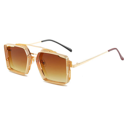 Retro Steampunk Square Metal Frame Sunglasses