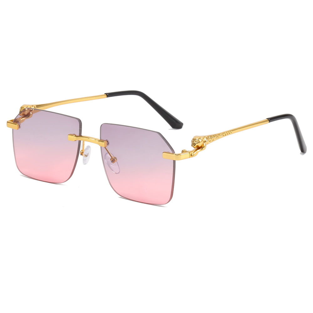 Diamond Cut Oversized Rimless Square Outdoor Holiday Sunglasses