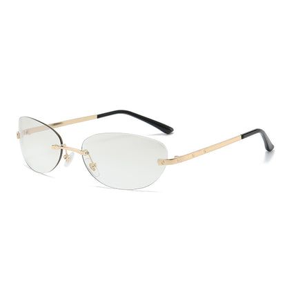 Fashion Small Oval Rimless Sunglasses