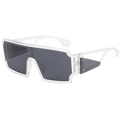 Flat Top One Piece Lens Men Women UV400 Oversize Sunglasses