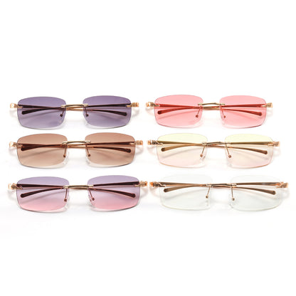 Rectangle Retro Vintage Rimless Sunglasses