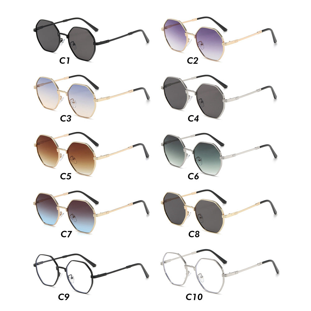 Retro Polygon Shades Metal Frame Sunglasses