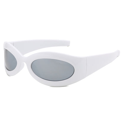 Retro Wrap Around Oval Outdoor Cycling Sporty Y2K Sunglasses