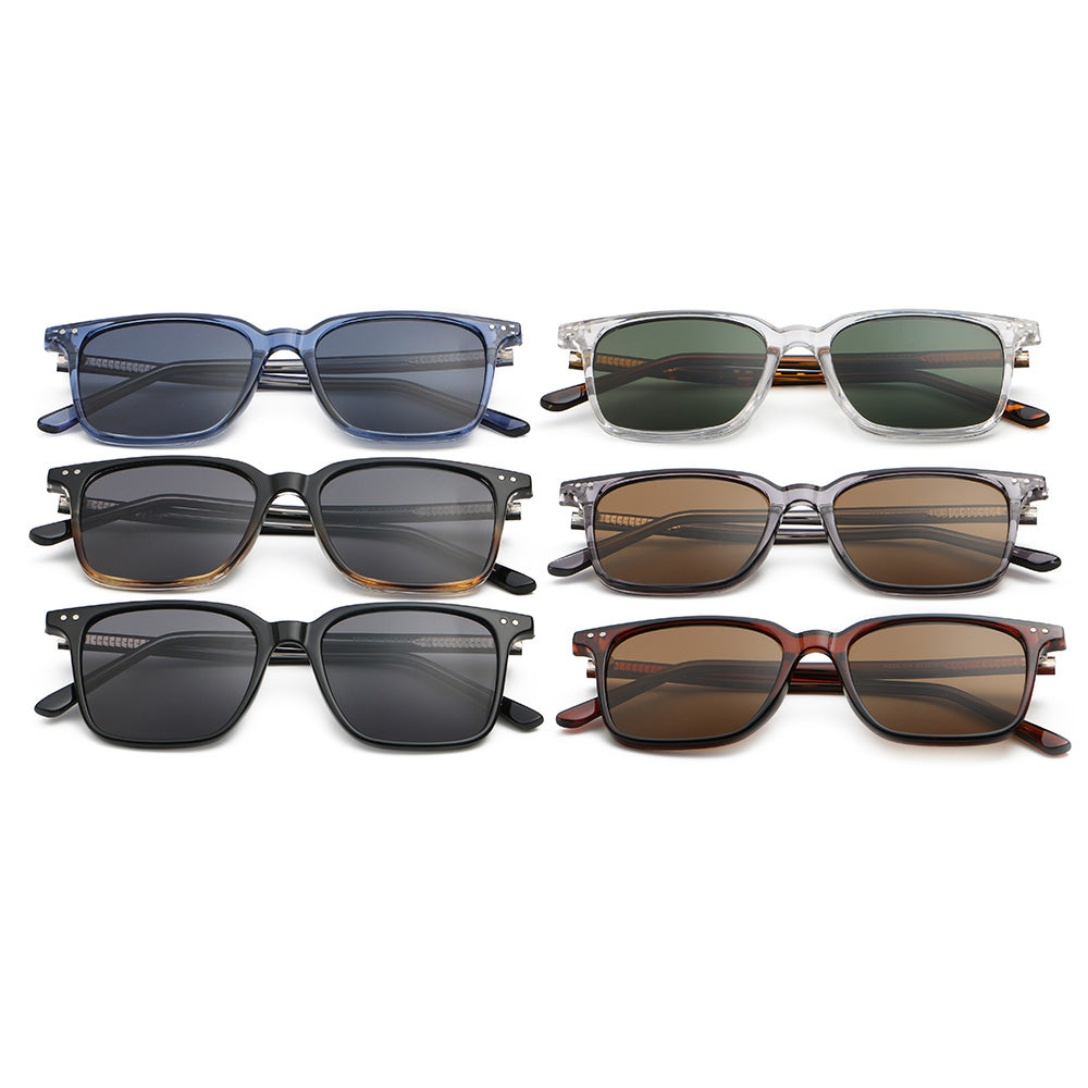 Retro Classic Square Reinforced Wire-Core Temples Sunglasses