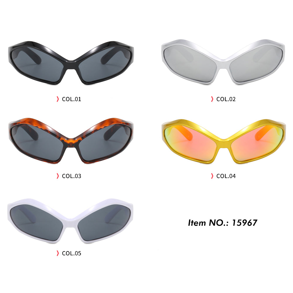 Y2K Retro Cheap Plastic Irregular Cat Eye Sports Shades Sunglasses