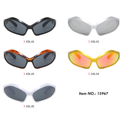 Y2K Retro Cheap Plastic Irregular Cat Eye Sports Shades Sunglasses