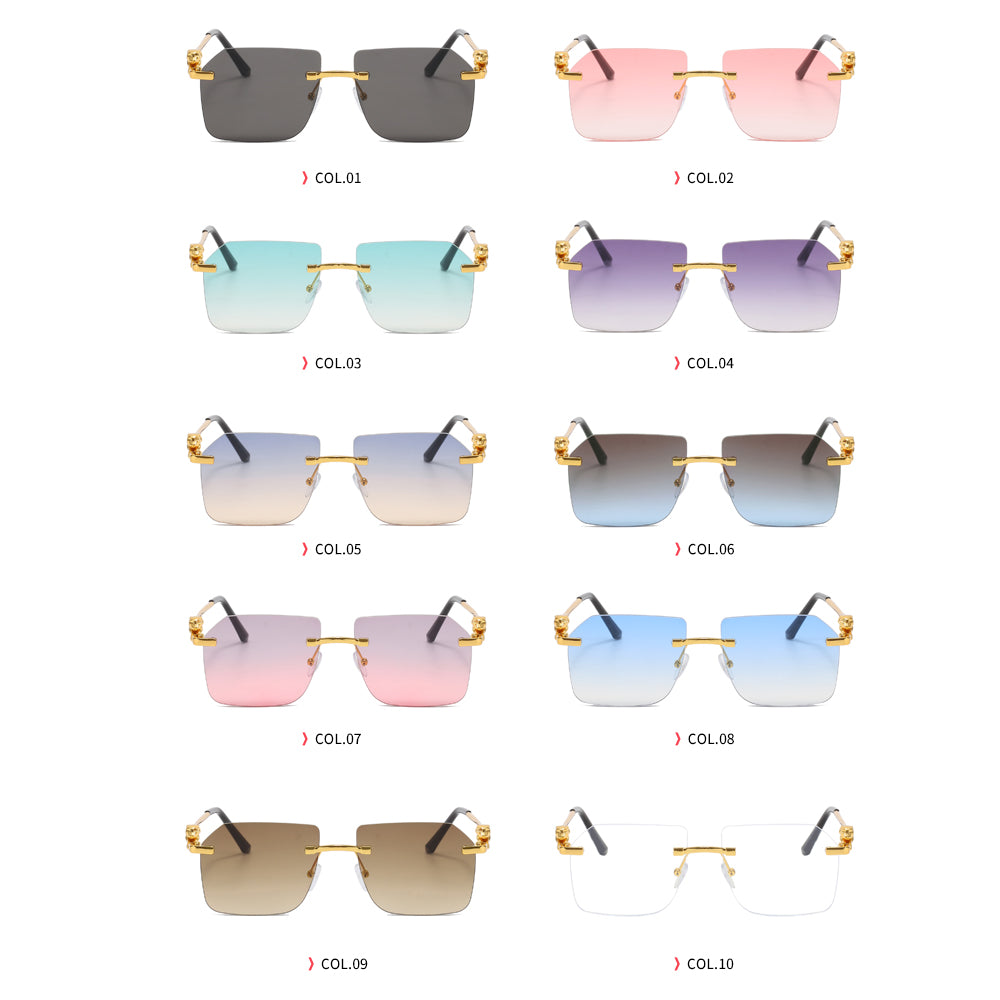 Diamond Cut Oversized Rimless Square Outdoor Holiday Sunglasses