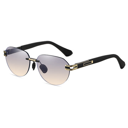 Men's Gradient Oval Rimless Sunglasses