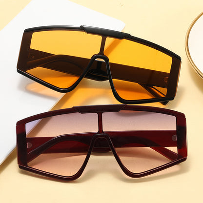 Flat Top One Piece Lens Oversize Sunglasses