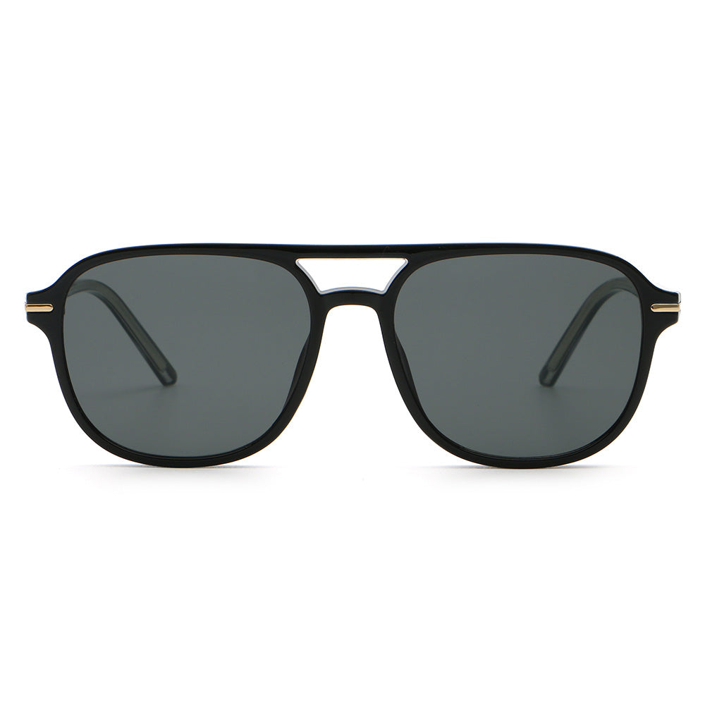 Trendy Square Flat Top Double Bridges Shades Sunglasses