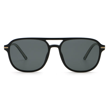 Trendy Square Flat Top Double Bridges Shades Sunglasses